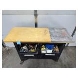 Rolling Workbench with Mixed Work Surface and Storage Drawers
