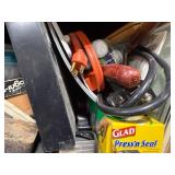 Mixed Lot of Hand Tools, Hardware, and Storage Supplies