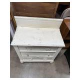 Antique White Painted Wooden Dresser with Three Drawers