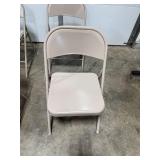 Set of 4 Metal Folding Chairs - Onen w Beige and Patterned Upholstery
