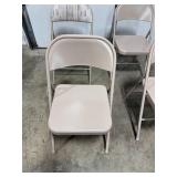 Set of 4 Metal Folding Chairs - Onen w Beige and Patterned Upholstery