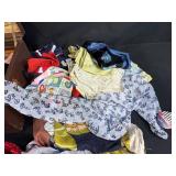 Vintage Clothing and Accessories Collection with Leather Suitcase and Handbag