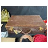 Vintage Clothing and Accessories Collection with Leather Suitcase and Handbag