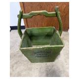 Antique Rodgers Grain Company Green Wood Bucket with Bar Clamps and Anvil