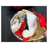 Decorative Red Wooden Dutch Shoes and Holiday Felt Stocking Set