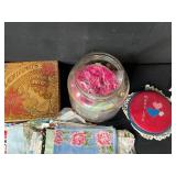 Vintage Handkerchief Collection with Keepsake Boxes and Sewing Notions
