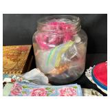 Vintage Handkerchief Collection with Keepsake Boxes and Sewing Notions