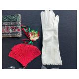 Vintage Ladies Accessories Collection with Gloves, Box Purse, Handkerchiefs and Clutches