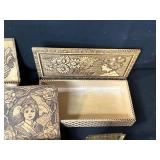 Collection of Antique and Vintage Decorative Wooden Trinket and Jewelry Boxes