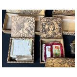 Collection of Antique and Vintage Decorative Wooden Trinket and Jewelry Boxes
