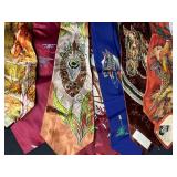 Set of Vintage Patterned Neckties Animal and Nature Themes