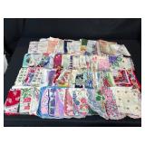 Large Collection of Vintage Floral Handkerchiefs Assorted Patterns