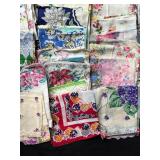 Large Collection of Vintage Floral Handkerchiefs Assorted Patterns