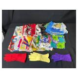 Vintage Lot of Colorful Silk Scarves and Pairs of Gloves