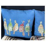 Set of 2 Decorative Bird Throw Pillows and 2 Plaid Scarves