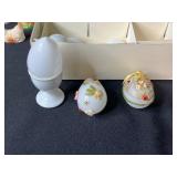 Vintage Easter Decor Collection with Milk Glass Eggs and Figurines