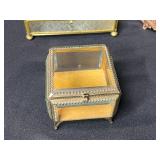 Collection of Vintage Glass Trinket and Jewelry Boxes with Etched and Ornate Designs