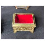 Collection of Vintage Glass Trinket and Jewelry Boxes with Etched and Ornate Designs