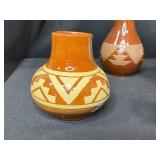 Southwestern Pottery and Folk Art Collection with Decorative Drum and Carved Box