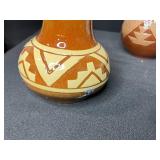 Southwestern Pottery and Folk Art Collection with Decorative Drum and Carved Box