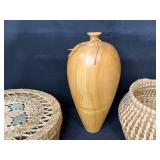 Collection of Woven Baskets and Wooden Decorative Items