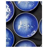 Set of 8 Royal Copenhagen 1974 Collectible Blue Christmas Plates