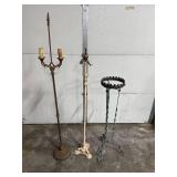 Set of 3 Vintage Metal Floor Stands and Lamp Bases