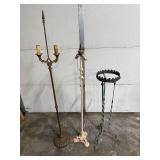 Set of 3 Vintage Metal Floor Stands and Lamp Bases