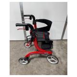 Drive Medical Nitro Red Rollator Walker with Seat and Storage