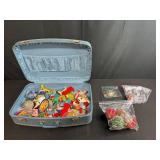 Collection of Handmade Felt and Beaded Christmas Ornaments in Snowman Suitcase