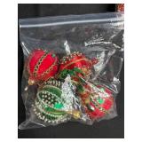 Collection of Handmade Felt and Beaded Christmas Ornaments in Snowman Suitcase