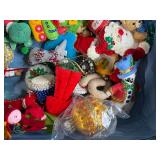 Collection of Handmade Felt and Beaded Christmas Ornaments in Snowman Suitcase