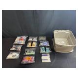Large Assortment of Beads and Thread with Storage Bin