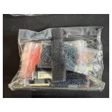 Large Assortment of Beads and Thread with Storage Bin