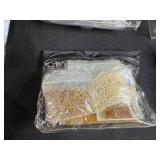 Large Assortment of Beads and Thread with Storage Bin