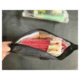 Large Assortment of Beads and Thread with Storage Bin