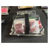 Large Assortment of Beads and Thread with Storage Bin