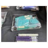 Large Assortment of Beads and Thread with Storage Bin