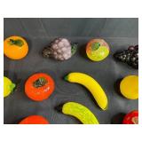 Set of Hand Blown Glass Fruit Figurines with Ornate Crystal Tray