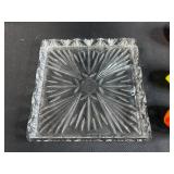 Set of Hand Blown Glass Fruit Figurines with Ornate Crystal Tray