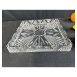 Set of Hand Blown Glass Fruit Figurines with Ornate Crystal Tray