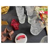 Vintage Kitchenware Collection with Glasses, Cookie Cutters and Printed Linens