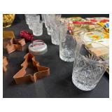 Vintage Kitchenware Collection with Glasses, Cookie Cutters and Printed Linens