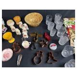 Vintage Kitchenware Collection with Glasses, Cookie Cutters and Printed Linens