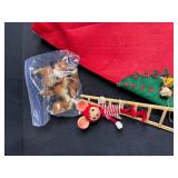 Vintage Christmas Decorations Lot inc Dept 56 with Ornaments, Tree Skirt, and Church Figurine