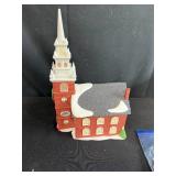 Vintage Christmas Decorations Lot inc Dept 56 with Ornaments, Tree Skirt, and Church Figurine