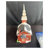 Vintage Christmas Decorations Lot inc Dept 56 with Ornaments, Tree Skirt, and Church Figurine