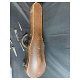 Mixed Lot of Vintage Tools, Lantern, Musical Instrument Case w Bow and Montgomery Ward Riveting Set