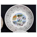 Collection of Vintage State Souvenir Plates with Decorative Borders