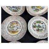 Collection of Vintage State Souvenir Plates with Decorative Borders